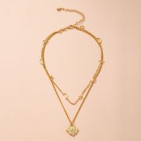 Korean  Double-layer Crescent Star Necklace main image 1