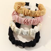 Korean New Fabric  Solid Color Wide-sided Fold-covered Cloth Headband main image 1