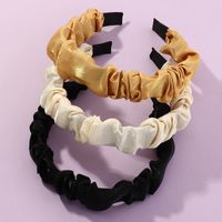 Korean New Fabric  Solid Color Wide-sided Fold-covered Cloth Headband main image 6