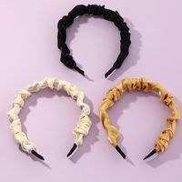 Korean New Fabric  Solid Color Wide-sided Fold-covered Cloth Headband main image 5