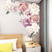 Peony Flower Combination Tv Background Wall Living Room Bedroom Pvc Wall Sticker main image 1
