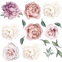 Peony Flower Combination Tv Background Wall Living Room Bedroom Pvc Wall Sticker main image 3
