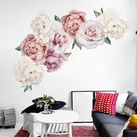 Peony Flower Combination Tv Background Wall Living Room Bedroom Pvc Wall Sticker main image 4