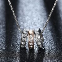 Korean  Clavicle Chain Crystal Fate Three Life Copper Necklace main image 4