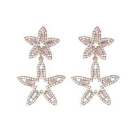 Korean New Fashion Wild Full Diamond Five-pointed Star Artificial Crystal Star Earrings sku image 1