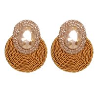 Korean New Fashion Wild Rhinestone Geometric Round Exaggerated Earrings sku image 5