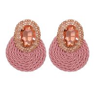Korean New Fashion Wild Rhinestone Geometric Round Exaggerated Earrings sku image 7