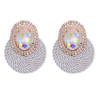 Korean New Fashion Wild Rhinestone Geometric Round Exaggerated Earrings sku image 8