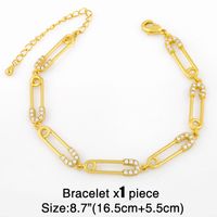 Fashion Hip-hop Punk New Retro Gold Pin Chain Diamond Necklace For Women sku image 1