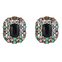 New Trendy Wild  Rectangular Diamond Colorful  Earrings sku image 1