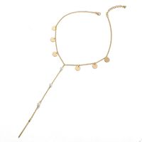 Fashion Simple Wild Retro Disc Pearl Clavicle Chain Necklace For Women sku image 1