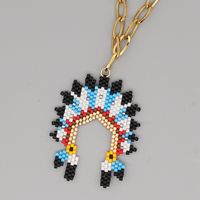 Fashion Ethnic Style Indian Chief Stainless Steel Gold Rice Bead Woven Handmade Necklace sku image 1
