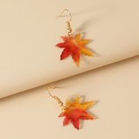 Fashion Beautiful  Korean All-match Gradient Color Epoxy Maple Leaf Earrings sku image 1