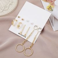 Korean Simple  Long Metal Chain Set Earrings sku image 1