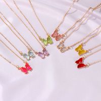 Simple Style Butterfly Artificial Crystal Alloy Plating Women's Necklace main image 1
