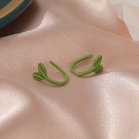 Korean Simple Tree Leaf Ear Clips Plant Bud Earrings main image 4