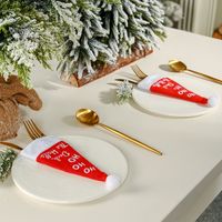 New Christmas Decoration Hat Knife And Fork Set Table Decoration Wine Bottle Set main image 4