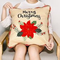 New Christmas Ornaments Big Red Flower Pillowcase Square Pillowcase Linen Pillowcase main image 4