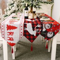 Electric Embroidered Knitted Cloth Table Runner Creative Snowman Elk Placemat Tablecloth main image 1