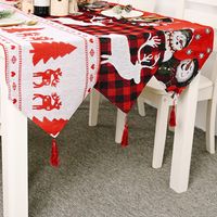 Electric Embroidered Knitted Cloth Table Runner Creative Snowman Elk Placemat Tablecloth main image 3