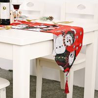 Electric Embroidered Knitted Cloth Table Runner Creative Snowman Elk Placemat Tablecloth main image 4