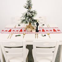 Electric Embroidered Knitted Cloth Table Runner Creative Snowman Elk Placemat Tablecloth main image 5
