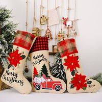 Christmas Decorations Red Flower Linen Socks Forest Car Elderly Socks main image 6