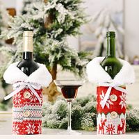 New Creative Christmas Ornaments Knitted Buttons Snowflake Wine Bottle Sleeve Red Sweater Wine Sleeve Wine Bag main image 2