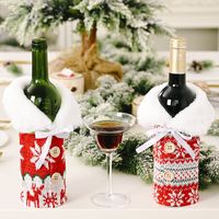New Creative Christmas Ornaments Knitted Buttons Snowflake Wine Bottle Sleeve Red Sweater Wine Sleeve Wine Bag main image 6