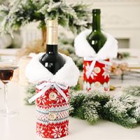 New Creative Christmas Ornaments Knitted Buttons Snowflake Wine Bottle Sleeve Red Sweater Wine Sleeve Wine Bag main image 5