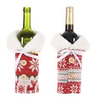 New Creative Christmas Ornaments Knitted Buttons Snowflake Wine Bottle Sleeve Red Sweater Wine Sleeve Wine Bag main image 3