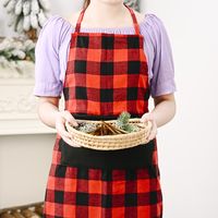 Christmas Decoration Supplies Red And Black Plaid Apron main image 5