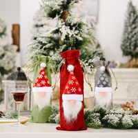 Christmas Decorations Forest Old Man Linen Wine Bottle Bag Faceless Doll Wine Bottle Bag Wine Set main image 6