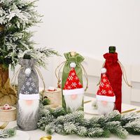 Christmas Decorations Forest Old Man Linen Wine Bottle Bag Faceless Doll Wine Bottle Bag Wine Set main image 5