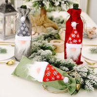 Christmas Decorations Forest Old Man Linen Wine Bottle Bag Faceless Doll Wine Bottle Bag Wine Set main image 4