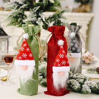 Christmas Decorations Forest Old Man Linen Wine Bottle Bag Faceless Doll Wine Bottle Bag Wine Set main image 3