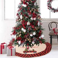 Jupe D&#39;arbre De Noël Tissu À Carreaux Fond D&#39;arbre De Noël Habiller Tablier D&#39;arbre main image 3