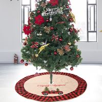 Jupe D&#39;arbre De Noël Tissu À Carreaux Fond D&#39;arbre De Noël Habiller Tablier D&#39;arbre main image 4