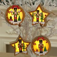 Walnut Soldier Wooden Luminous Pendant Scene Decoration Christmas Tree Small Pendant main image 3