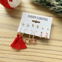 New Christmas Earrings Creative Retro Pearl Tassel Earring Set main image 3