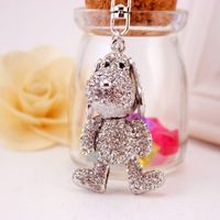 Creative Cute Diamond Silver Puppy Car Keychain main image 6