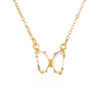 Simple Style Butterfly Artificial Crystal Alloy Plating Women's Necklace sku image 5