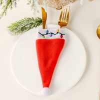 New Christmas Decoration Hat Knife And Fork Set Table Decoration Wine Bottle Set sku image 2