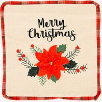 New Christmas Ornaments Big Red Flower Pillowcase Square Pillowcase Linen Pillowcase sku image 1