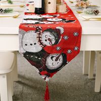 Electric Embroidered Knitted Cloth Table Runner Creative Snowman Elk Placemat Tablecloth sku image 1