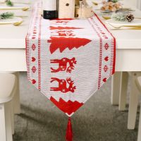 Electric Embroidered Knitted Cloth Table Runner Creative Snowman Elk Placemat Tablecloth sku image 2