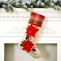 Christmas Decorations Red Flower Linen Socks Forest Car Elderly Socks sku image 2