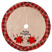 Creative Big Red Flower Linen Tree Skirt Hot-selling Lattice Christmas Tree sku image 1