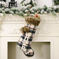 Christmas Decorations Plaid Cloth Dog Bone Christmas Socks sku image 1
