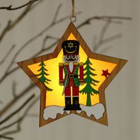 Walnut Soldier Wooden Luminous Pendant Scene Decoration Christmas Tree Small Pendant sku image 2
